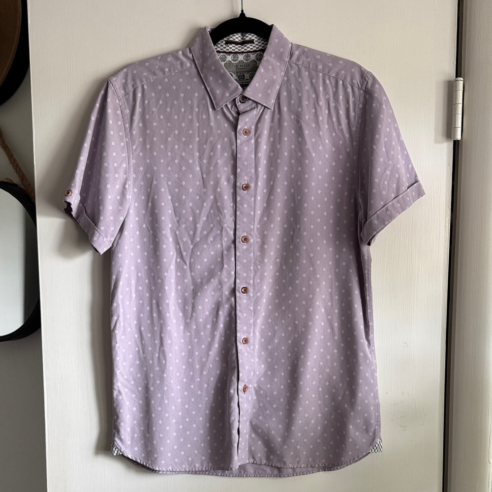 Ted Baker Lavender Patterned Button Down Shirt